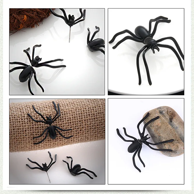 

Halloween Horror Black Spider Stud Earrings For Women Personality Party Accessories Gothic Punk Earrings Jewelry 1pcs