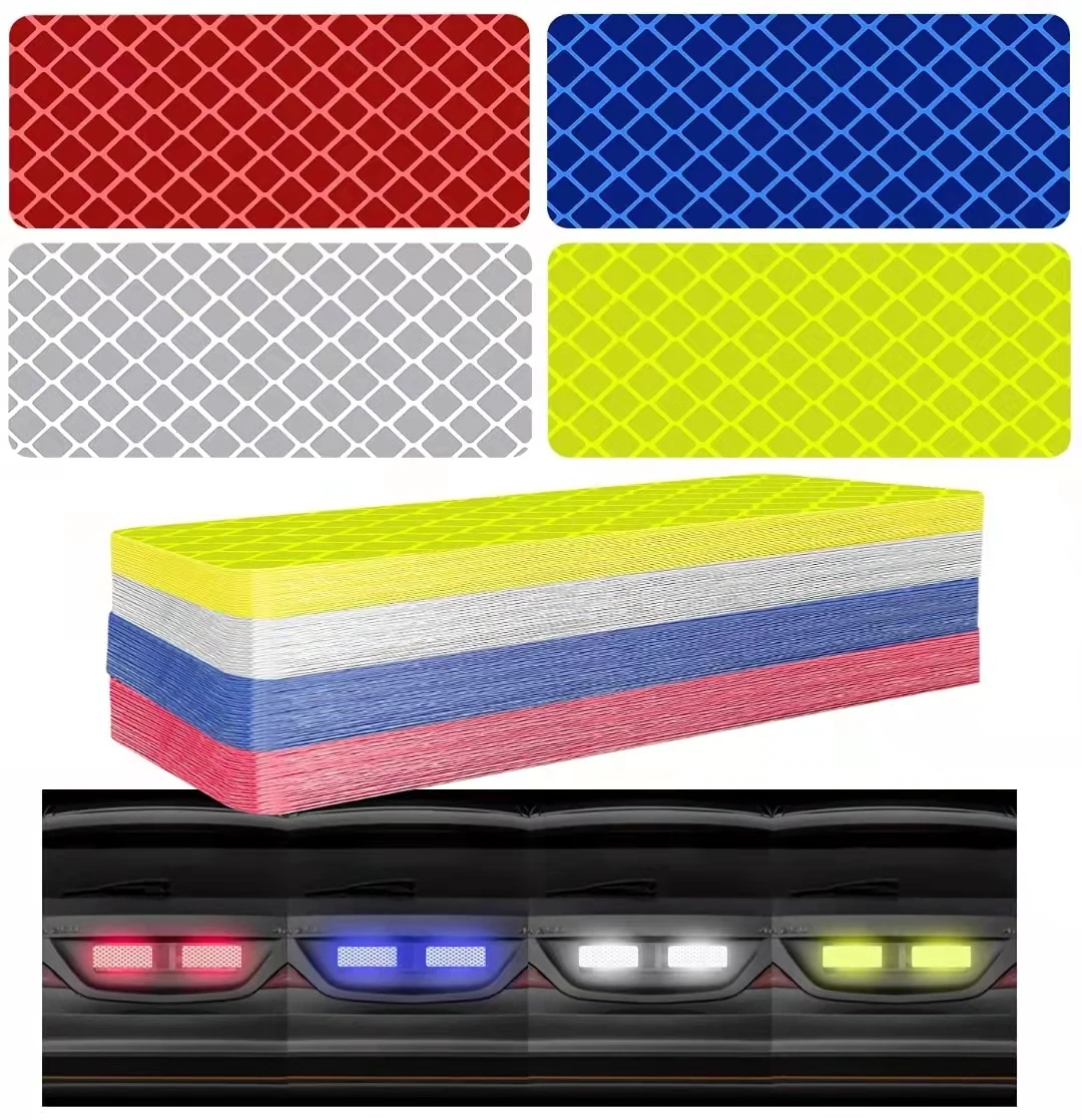 

Free Shipp 10 pcs Rectangle Car Safety Mark Decal Warning Tape Reflective Stickers Bicycle Car Exterior Decoration Accessories