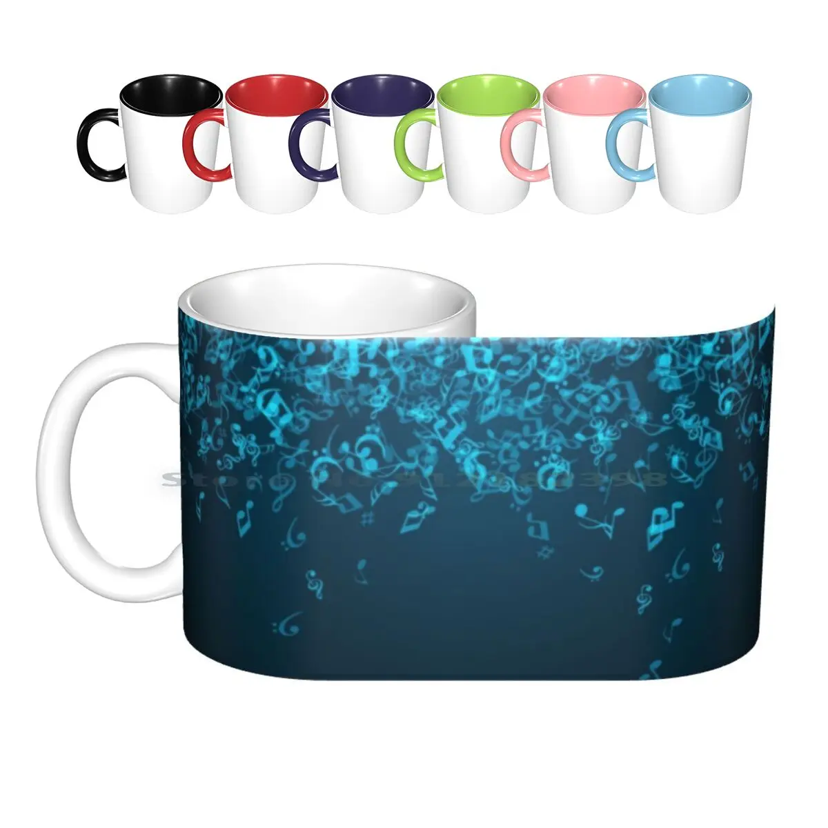 

Music Notes Ceramic Mugs Coffee Cups Milk Tea Mug Music Notes Music Notes Sound Tunes Blue Teal Turquoise Creative Trending