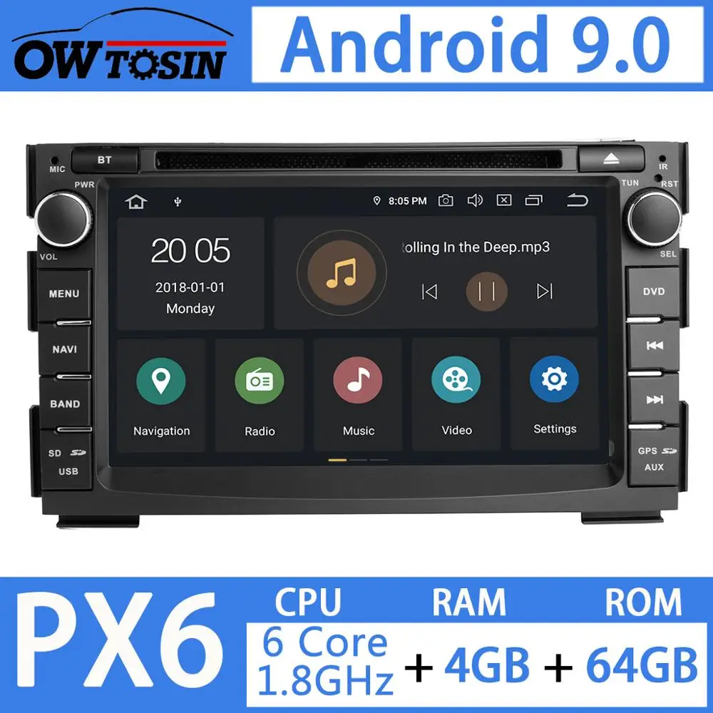 Автомобильный DVD-плеер 2Din 8 ядер Android 9 0 PX6 4 Гб + 64 ГБ для KIA Ceed Venga DSP автомагнитола