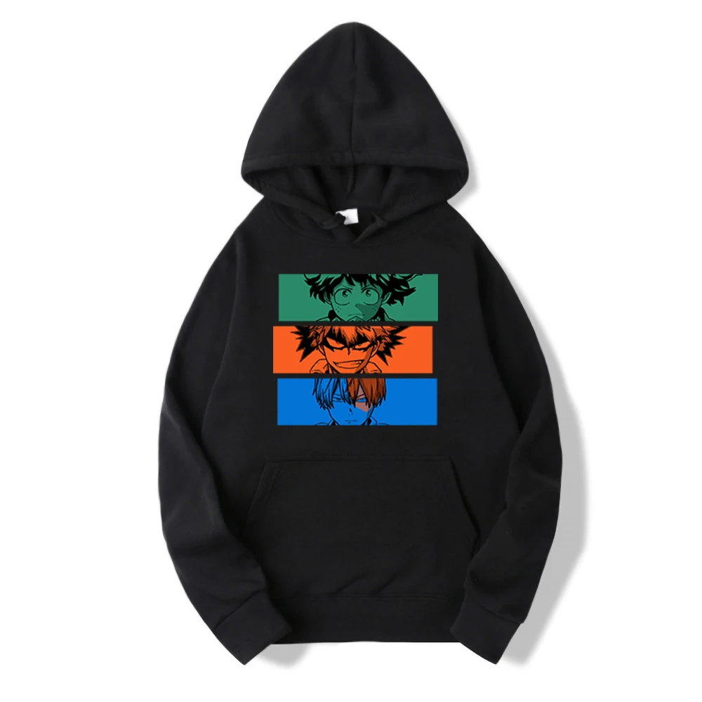 

My Hero Academia Hip hop Men Hoodies Casual Loose Simple Sweatshirts Japan Anime Funny Hooded Autumn Fleece Warm Mens Streetwear