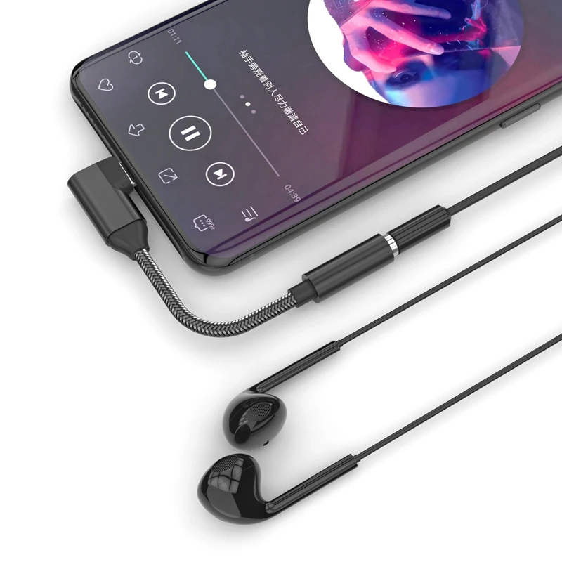 Кабель-Переходник USB C на 3 5 мм адаптеру головного телефона 90 градусов Type