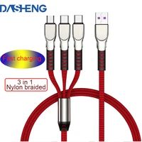 nylon braided 3 in 1 usb 2 0 transfer data zinc alloy 3a fast charging cable for micro type c for iphone