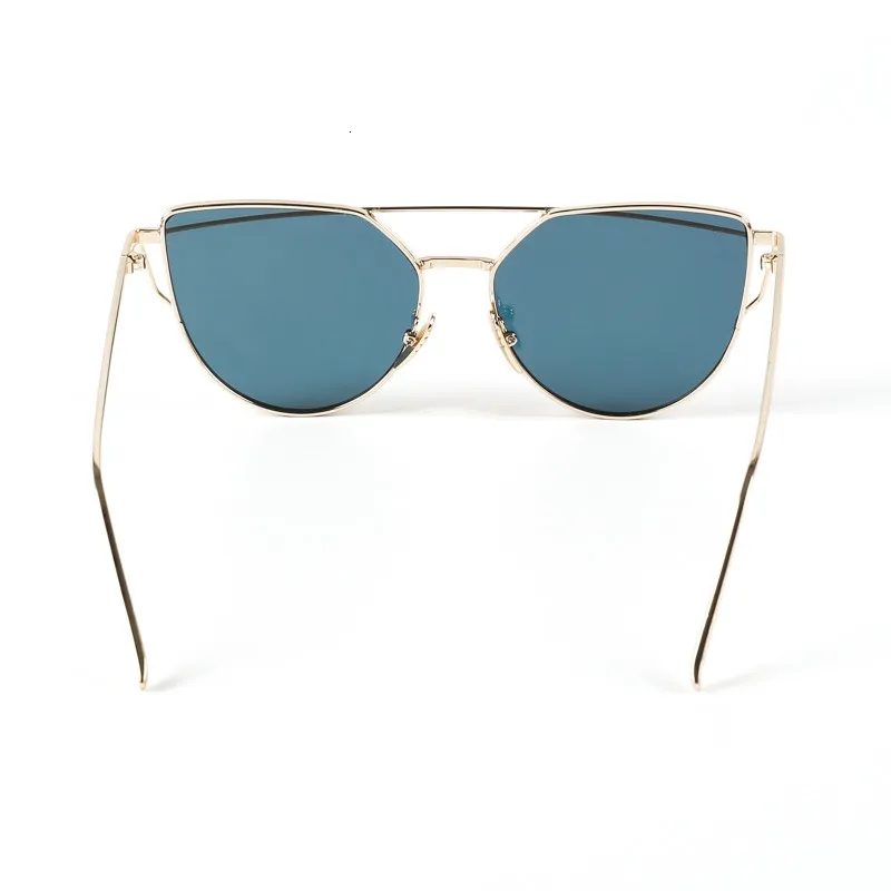

ERILLES Sexy Cat Eye Sunglasses Women Brand Designer Metal Colorful Reflective Sun Glasses For Female Retro Oculos De Sol Gafas