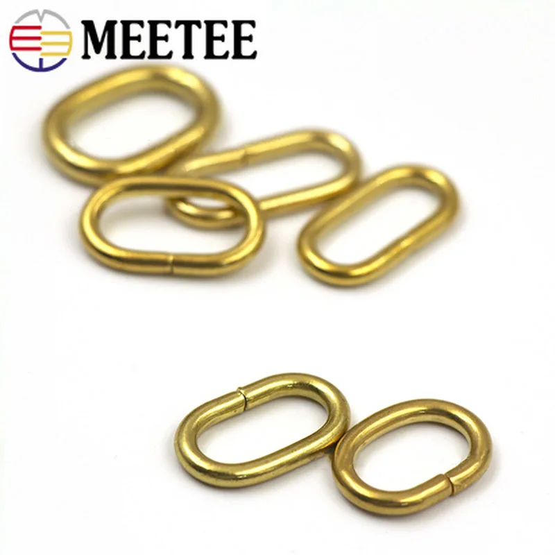 Meeetee 10 шт. чистый Медь латунь-хомут с круглым воротником для мальчиков и девочек с пряжкой ID16/18/20 мм/22 мм/24 мм овальные DIY Чемодан кожаного брелка для ключей аппаратных аксессуаров AP643