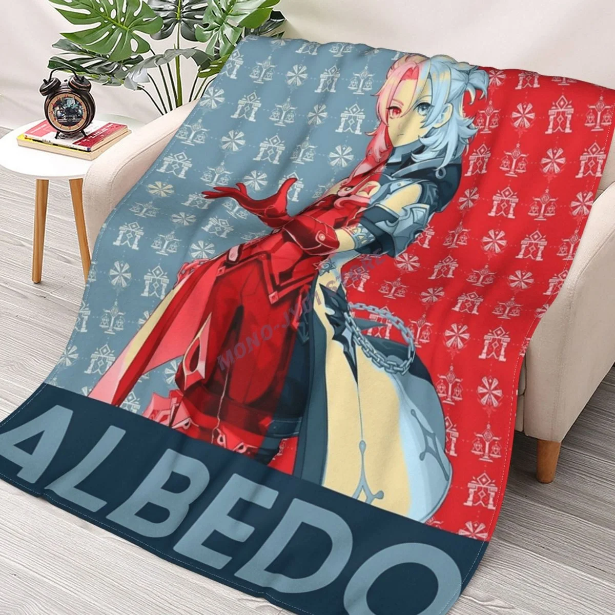 

Albedo Hope Banner - Genshin Impact Throw Blanket Sherpa Blanket cover Bedding soft Blankets