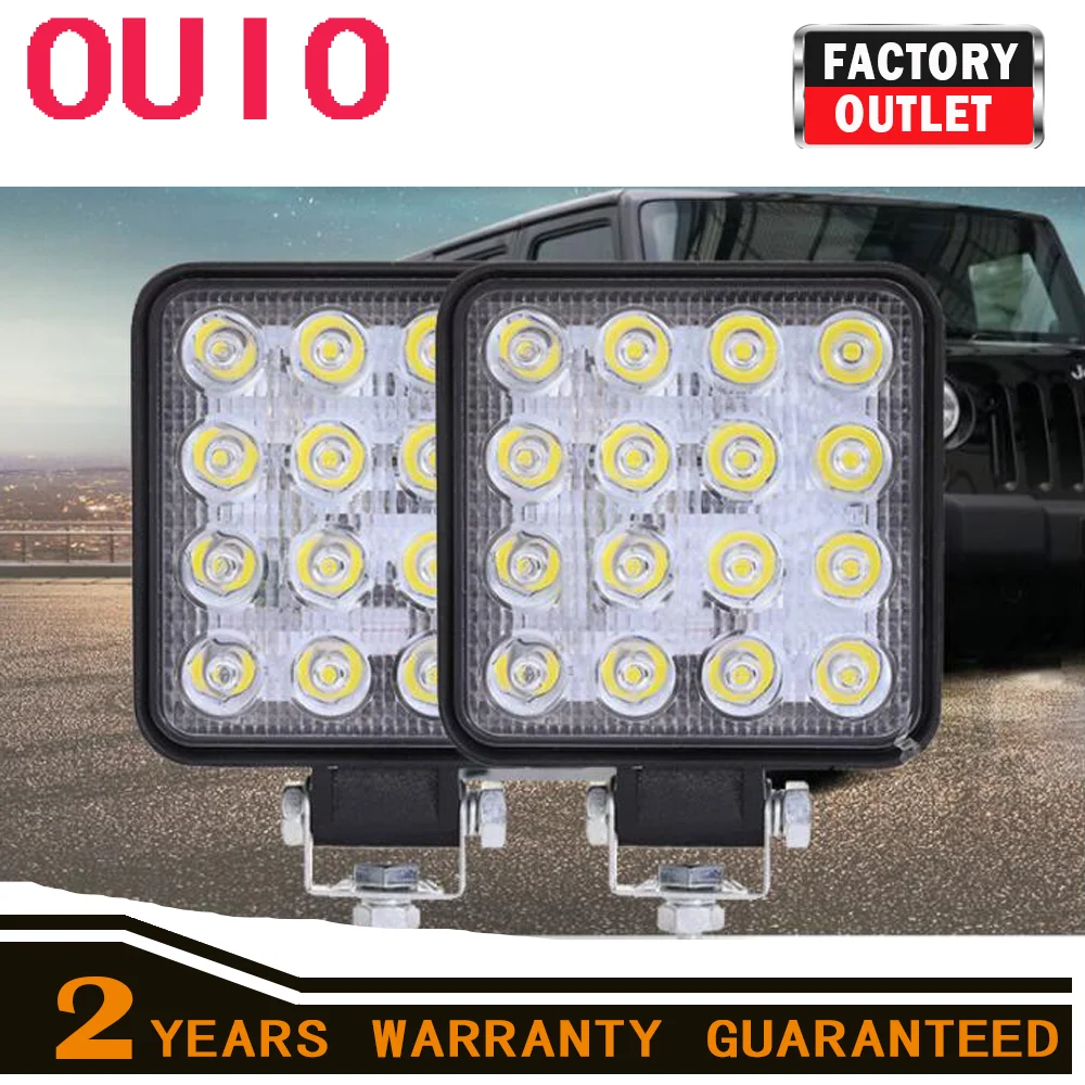 

48W Square Work Lights Super Bright LED Spotlight for Car/Motorcycle/SUV/Truck/Forklift/Boat 6000K 12/24V Driving Fog Light