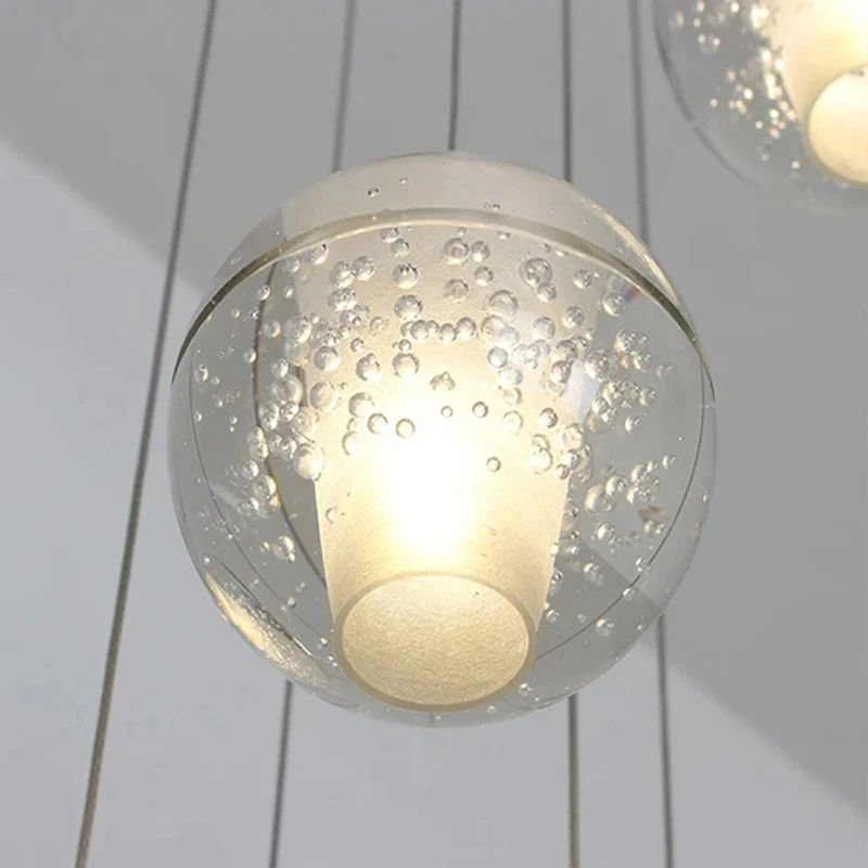 

Modern LED Crystal Glass Ball Pendant Lights Fixtures Multiple Staircase Lamps Bar Hanging Lamp for Hotel Villa Duplex Apartment