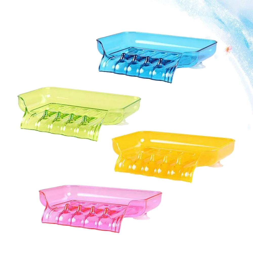 

4PCS Suction Cup Soap Dish Waterfall Draining Soap Holder Soap Basket for Bathroom Kitchen Use