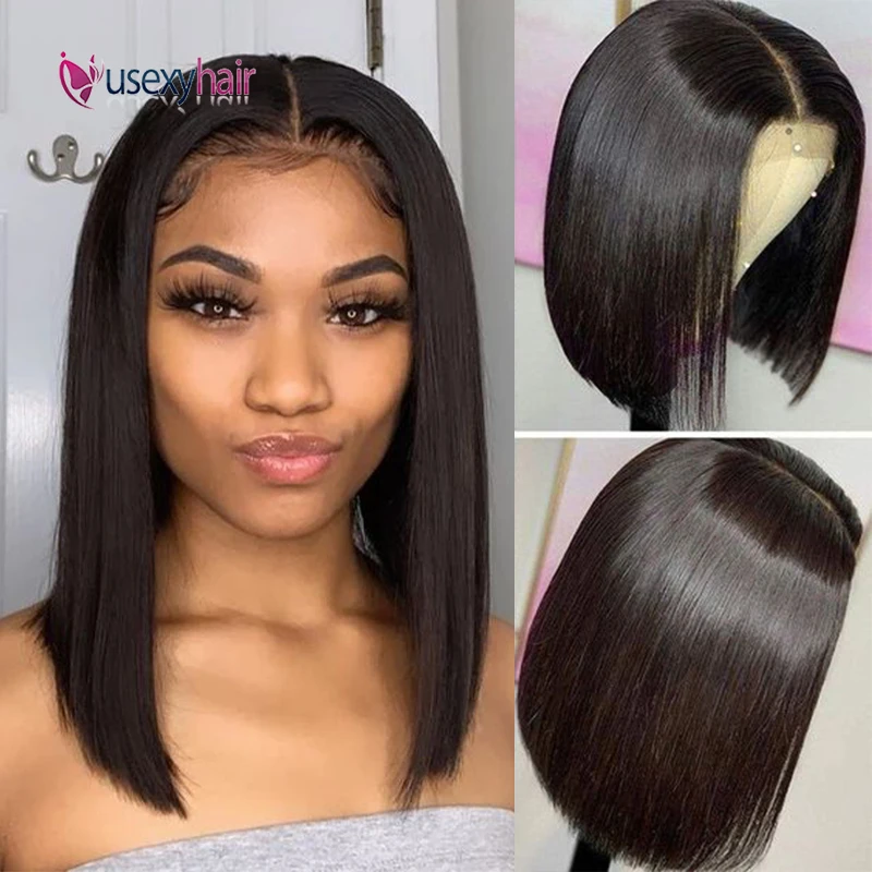 

Short 13x4 Lace Front Human Hair Wigs 180 Density Brazilian Bob Wig With Baby Hair Straight Bob Wigs For Black Women Human Hair