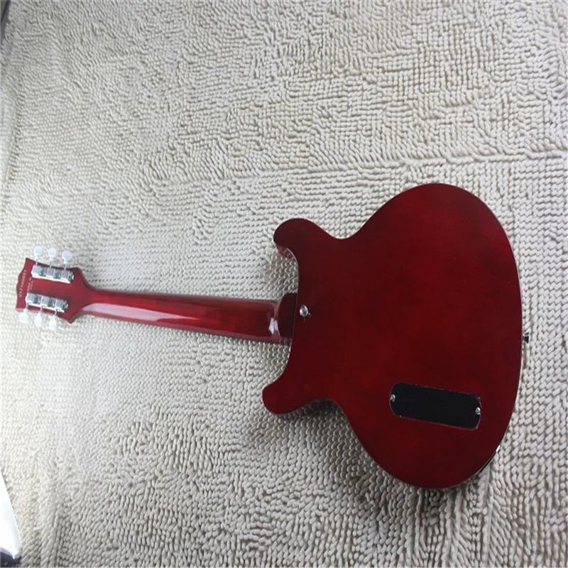 Оригинальная винно-Красная гитара с имитацией под дерево и мостом модель P90 заказ