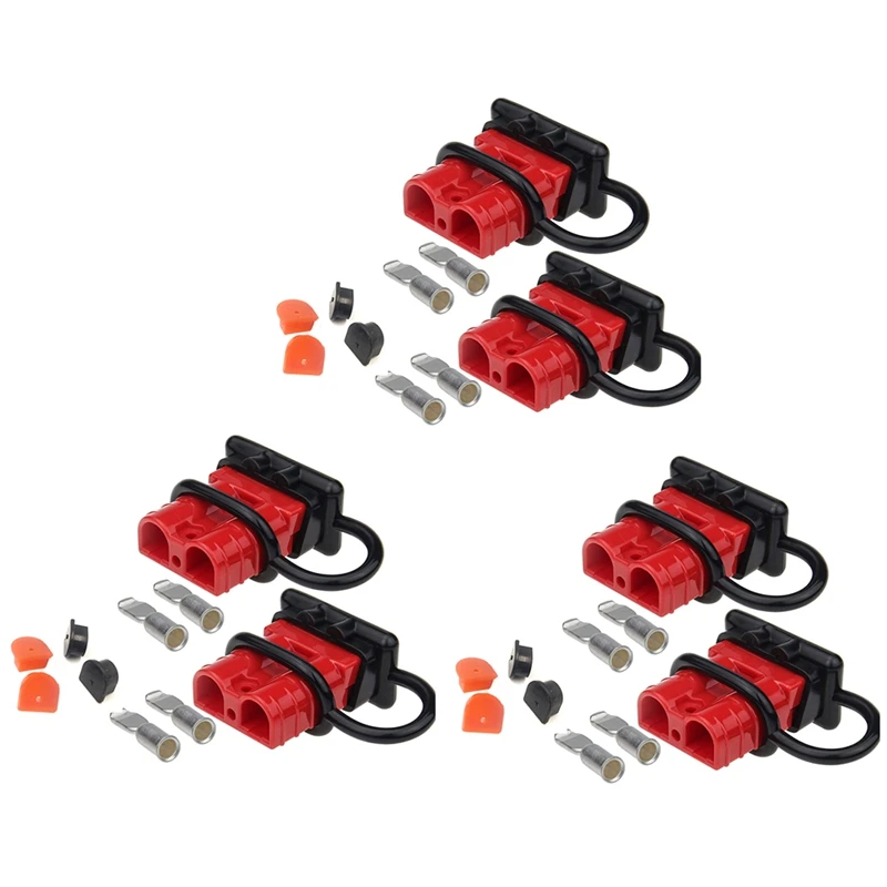 

6 Sets for Anderson Style Plug Connectors 50A 12-36V Battery Quick Disconnect Wire Harness Plug Kit for Forklift (Red)