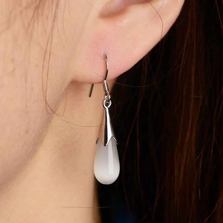 925 стерлингового серебра опал лунный камень кулон жемчужные серьги Элегантные