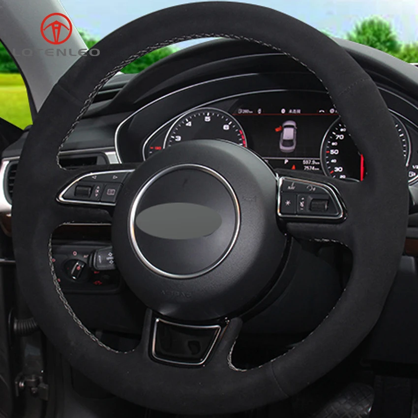 LQTENLEO черная замша ручная строчка для Audi A1 A3 A4 2015 2016 A7 2012 2018 S7 2013 RS7 2014 2015|steering wheel