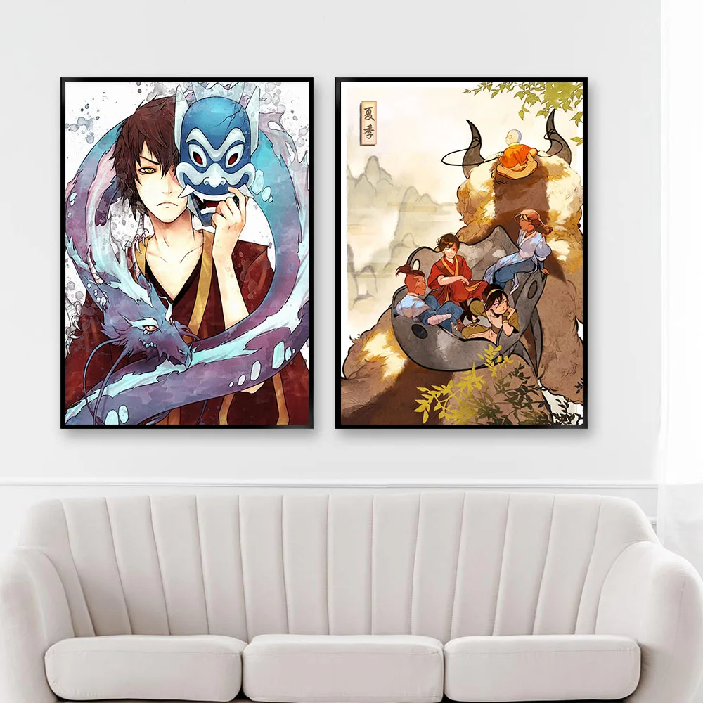 

Avatar The Last Airbender Aang Fight Anime Poster Canvas Painting Posters and Prints Wall Art Picture Living Room Home Decor