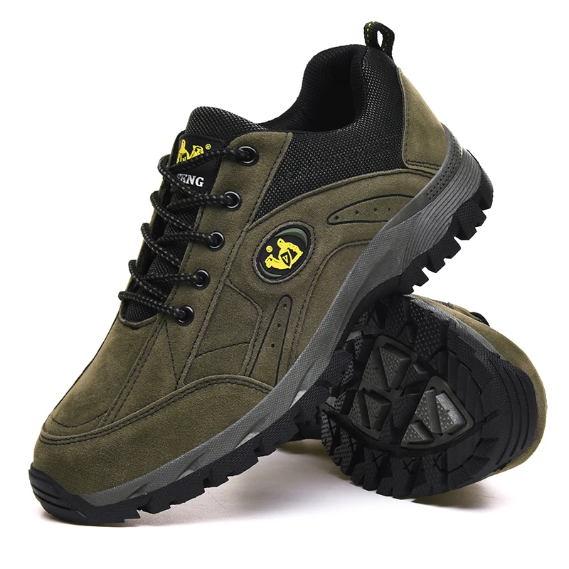Green Men's Low Sneakers mens Outdoor Shoes Men Plus Size 49 Rubber Sole Waterproof work Safety Shoes Male Antiskid Shoe Drop Shipping - Color: Green