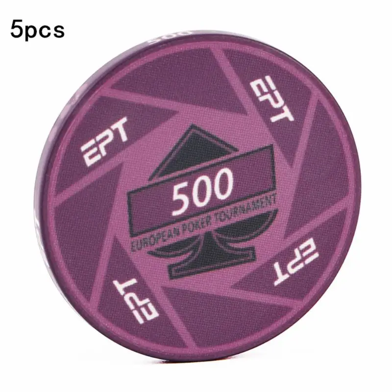 500 Face value 5 шт. EPT керамические Техасские фишки для покера профессиональные казино Pokerstars круглые монеты 27RD - Цвет: 500 Face value