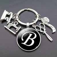 the original 26 letters crystal keychain alloy sewing accessories keychain alloy jewelry key ring