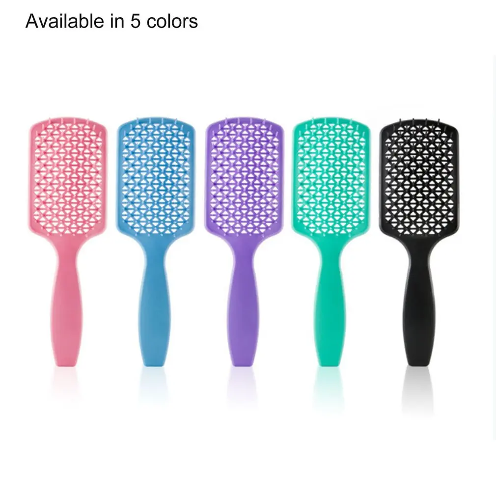 

1pc Square Portable Mesh Hollow Comb Hair Styling Smooth Hair Care Large Bending Comb 5 Color Optional
