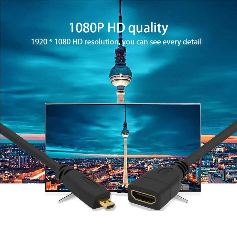 Кабель 3D 1080P Micro HDMI в адаптер Папа-мама кабель-конвертер для HD ТВ-проектора плоская