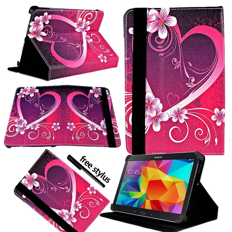 Love Heart KK&LL для samsung Galaxy Tab 4 10,1 SM-T535 SM-T533 SM-T536-Кожаная подставка для планшета Чехол-книжка чехол+ Бесплатный стилус - Цвет: Love Heart