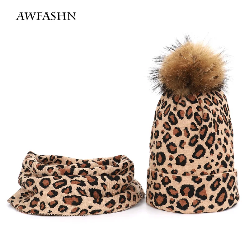 Зимняя модная Ретро женская вязаная шапка с помпоном из меха енота Комплекты