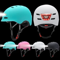 riding helmet with led front warning lights m l size universal bicycle electric car scooter motorcycle open face helmet parts