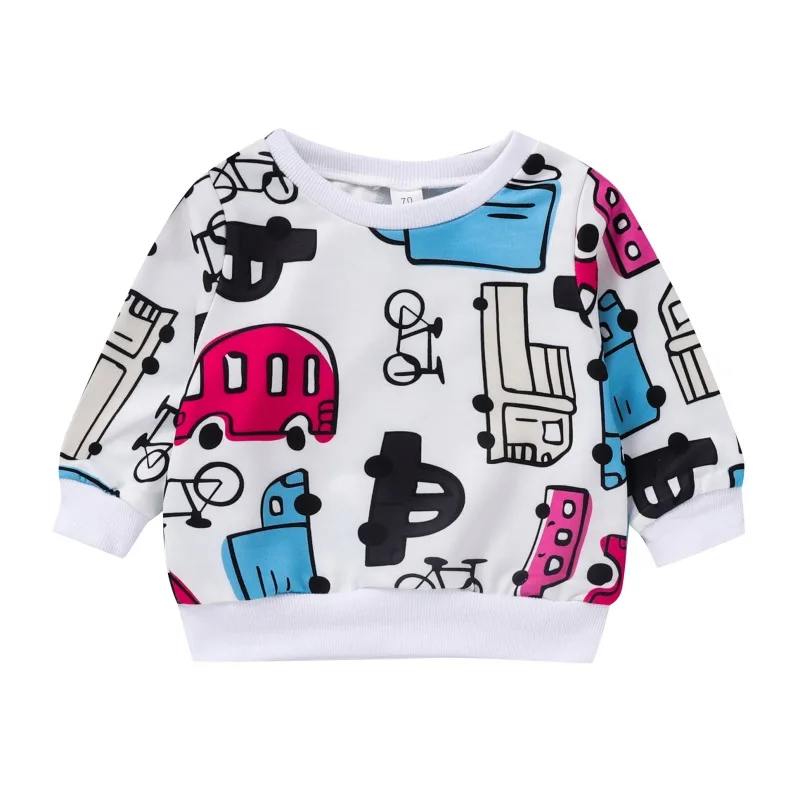 

Осенняя детская толстовка с мультяшным принтом для маленьких девочек и мальчиков, Повседневная Блузка, верхняя одежда с длинным рукавом для детей, модная одежда