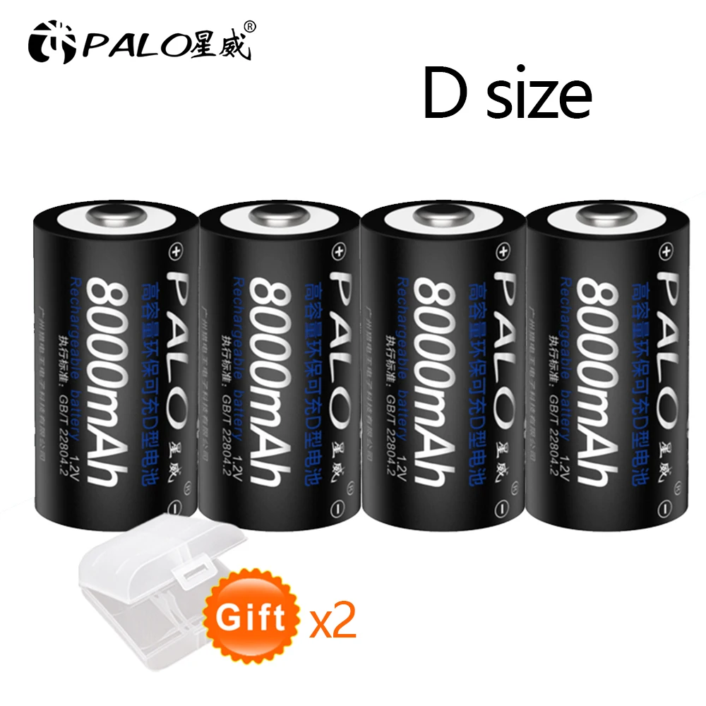 PALO 4 шт 8000mAh D перезаряжаемые батареи+ NC35 Быстрая зарядка интеллектуальное зарядное устройство для AA AAA 2A 3A C D Ni-MH ni-cd