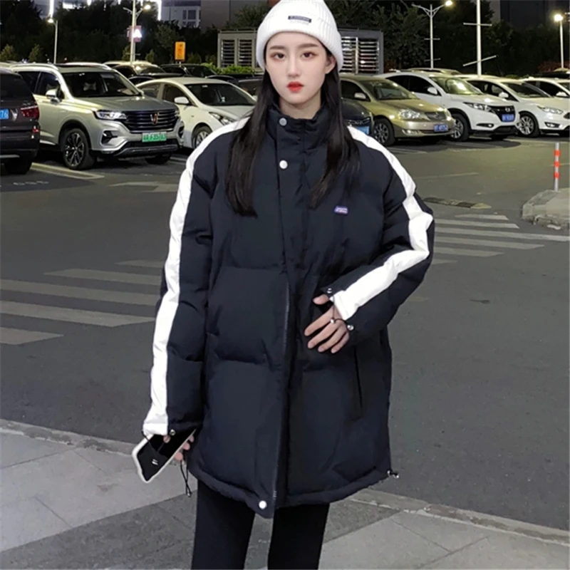 

2021 Winter Fashion New Mid-Length Stand Collar Long Sleeve Student Thicken Warm Loose Cotton Jacket Trend H299