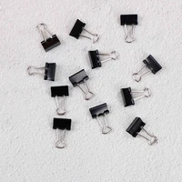 12pcs 15mm black metal binder clips notes file letter paper clip photo binding stationery binder clips office binding supplies