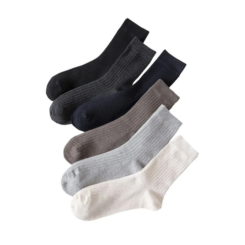 

Successful Man's First Choice Socks New Solid Color Vertical Stripes Man Socks Man Mid-Calf Length Sock Classic Casual harajuku