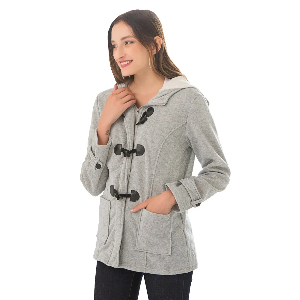 

IFRICH Solid Color Button Hoodies Women Winter Long Sweatshirt 2019 Casual Long Sleeve Warm 5XL Plus Size Hooded Ladies Tops