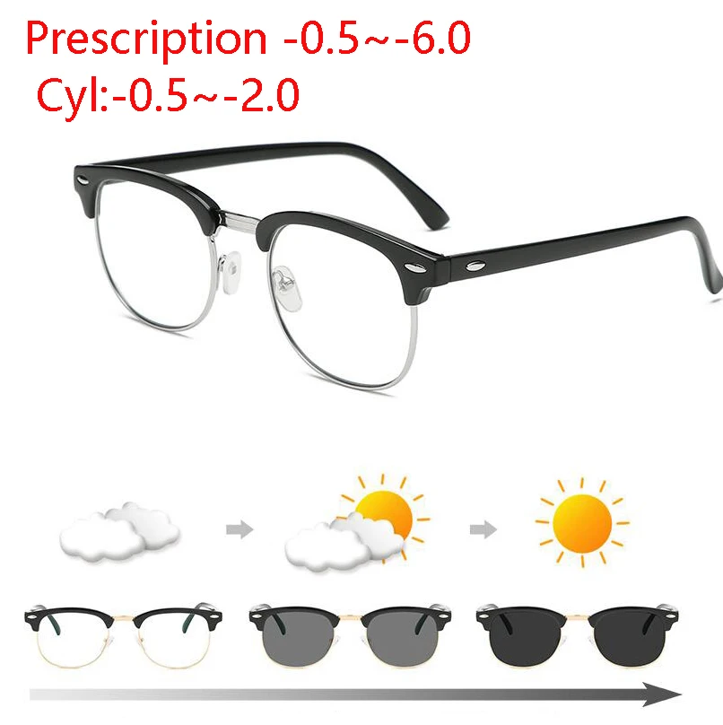 Custom Prescription Антибликовыми свойствами светильник фотохромные готовой близорукость очки светочувствительная Хамелеон анти-блики изменения Цвет линзы очки с диоптриями - Цвет оправы: Custom Prescription