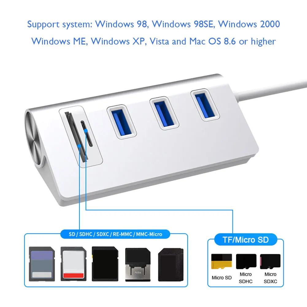 

USB Hub High Speed USB 3.0 Multi Splitter Multiple TF Card Reader Computer Adapter USB Extend Hard Disk for PC Laptop