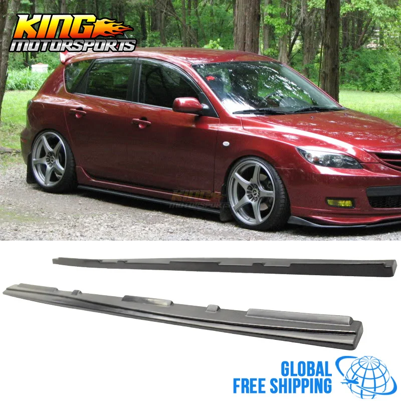 Комплект боковых юбок для Mazda 3 MS JDM 10-13 черные Уретановые бесплатная доставка по