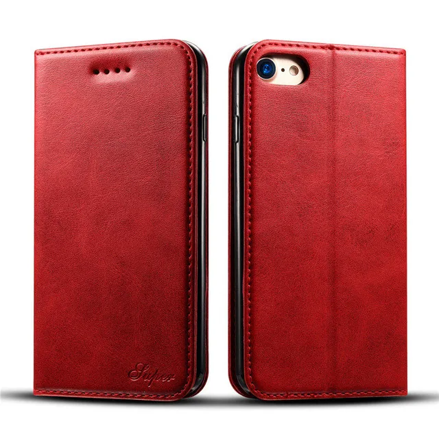 Red 026 Роскошный кожаный чехол для iPhone 6, 6 S, 7, 8 Plus, флип-кошелек, слот для кредитных карт, чехол для iPhone X, XS, Max, XR, 11 Pro, Max, чехол s - Цвет: Red 026