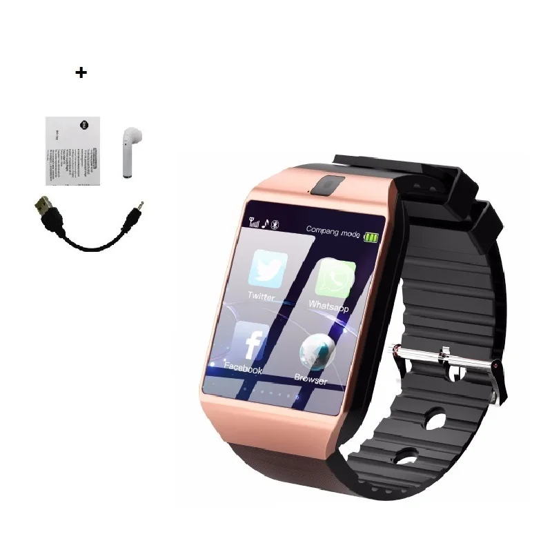 Stepfly Bluetooth Смарт часы Q18 с камерой Facebook Whatsapp Twitter Синхронизация SMS Smartwatch поддержка sim-карты TF для IOS Android - Цвет: Gold With BT