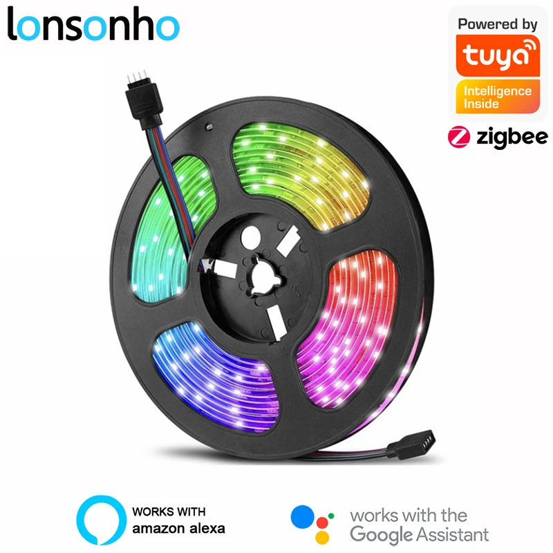 Lonsonho Tuya Zigbee умная Светодиодная лента RGB полосы 5 м 10 Беспроводной дистанционного
