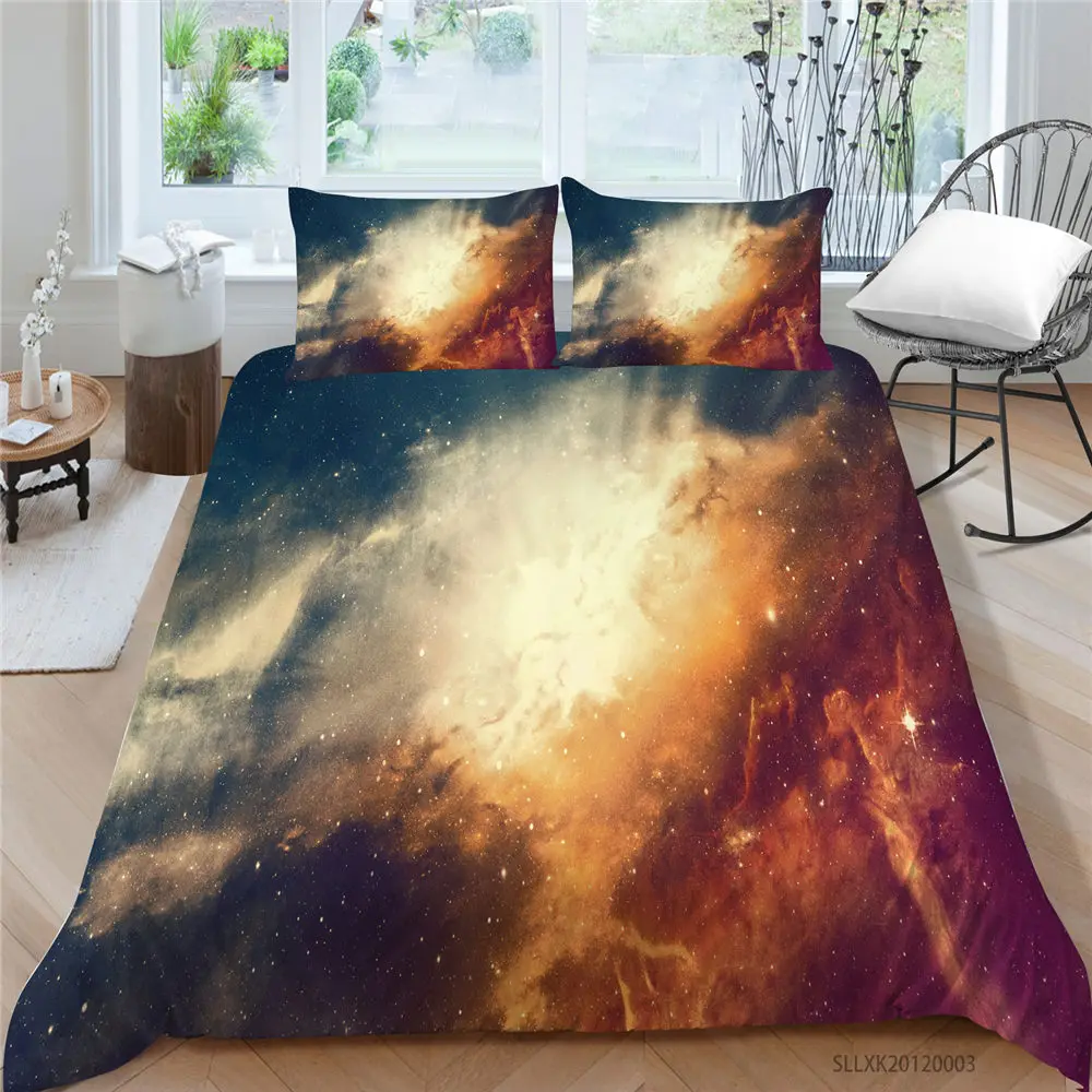 

Galaxy Bed Set King Size Fantasy Mysterious Duvet Cover Queen Double Twin Full Single 3D Universe Bedding Set Hot Sale