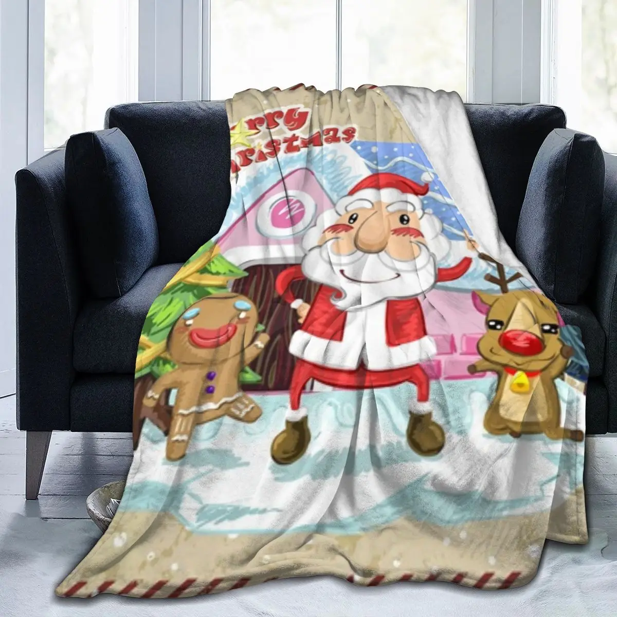 

Merry Christmas Pinetree Santa Claus Warm Cozy Fleece Blanket For Kid Adult Bed Xmas Dropship Wholesale Winter Flannel Throws