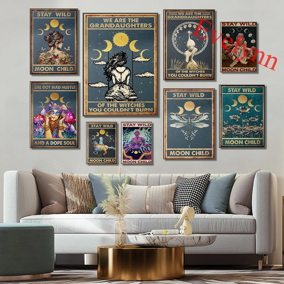 

Stay Wild Moon Child Sativa Days Indica Nights Hippie Poster, Hippie Room Decor,Home Decor Canvas Wall Art Prints Hippie Gifts