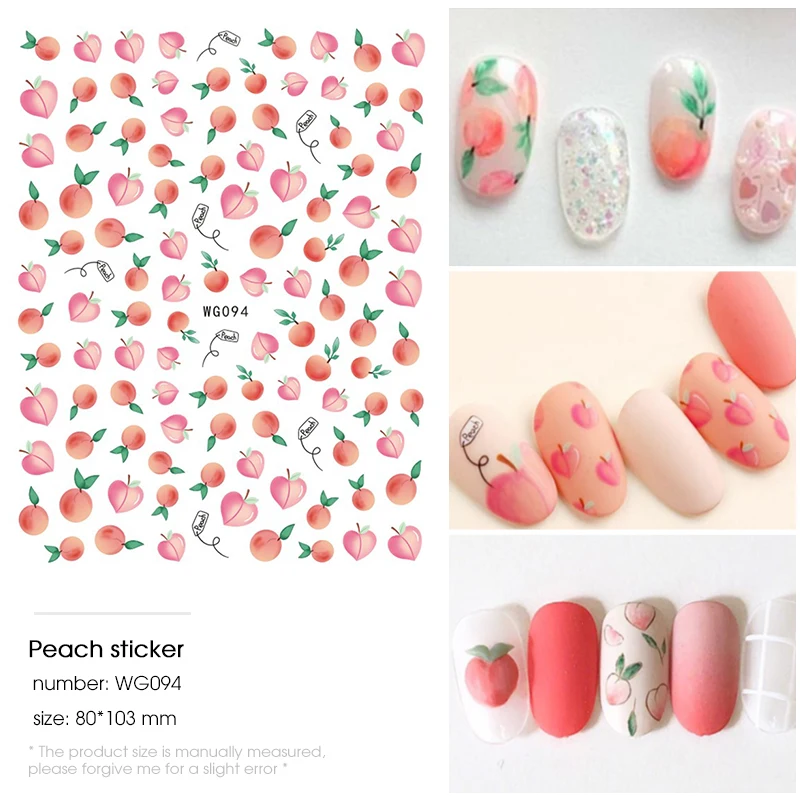 

1 Piece 3D Super Thin Watermelon Nail Stickers Tips Nail Art Adhesive Decals Fruit Cool Design Nail Envelopes Manicure