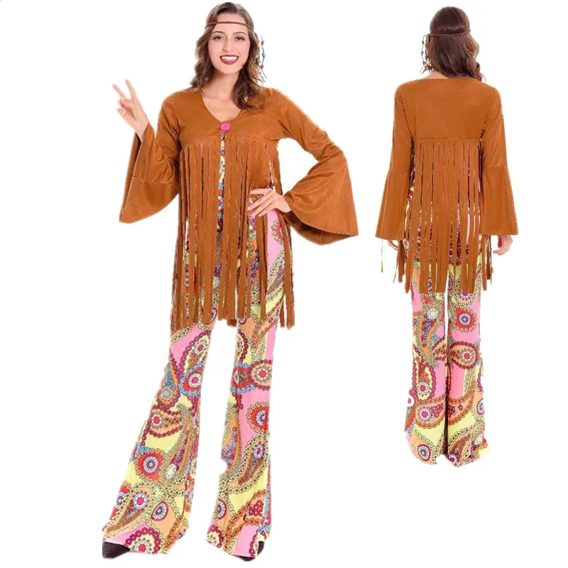 

Adult Women's Retro 70s Hippie Disco Costumes Halloween Carnival Hippy Disco Retro Music Fantasy Party Fancy Dress