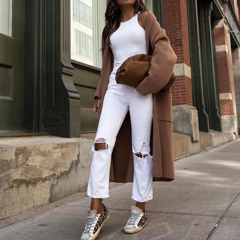 

2021 new autumn and winter women's coat fashion long woolen coat coat