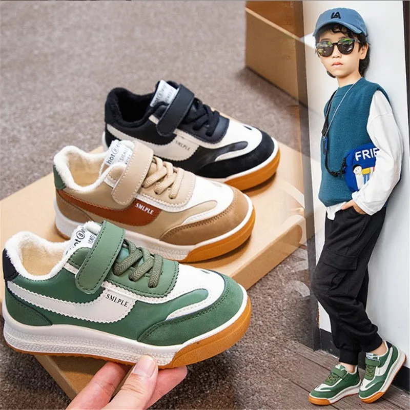 

2021 autumn/winter new boys/girls Casual Sports Shoes Children's sneakers Running Shoes plush thick students' warm cotton shoes