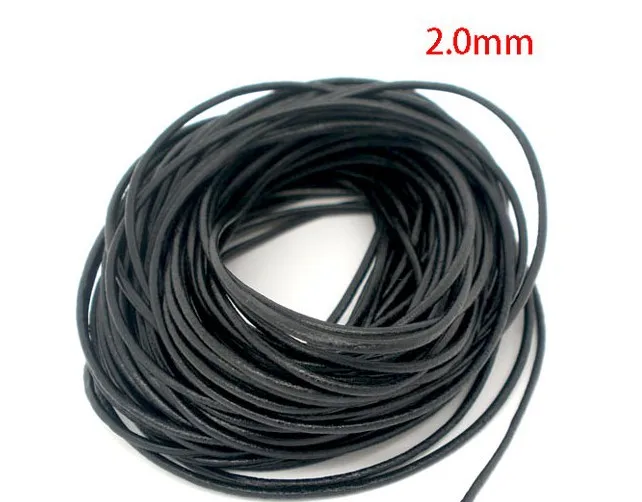 

xvf323 Free shipping 200Meters 2mm Black Round Real Genuine Leather Cord, Wholesale Jewelry DIY Necklace & Bracelet Cord