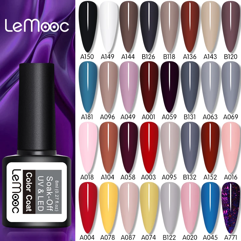 Гель лак для ногтей LEMOOC 8 мл 60 цветов Полупостоянный УФ самостоятельного дизайна