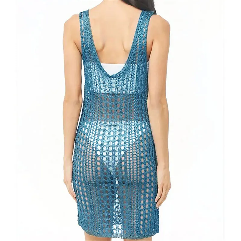 2021 вязаное крючком платье Пляжная накидка туника длинные Парео Бикини для