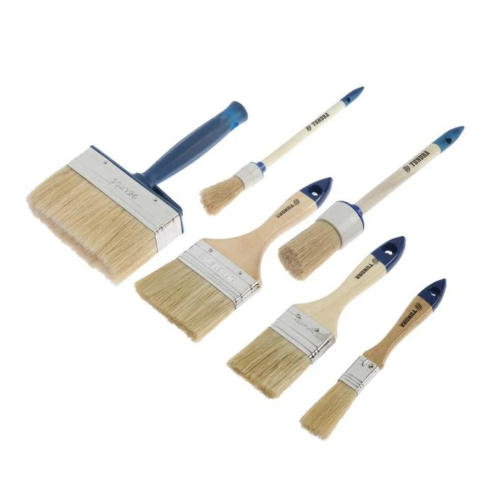 Набор кистей TUNDRA плоские 3/4&quot 2&quot 3&quot круглые №2 №8 макловица 30 х 120 мм 6 шт.